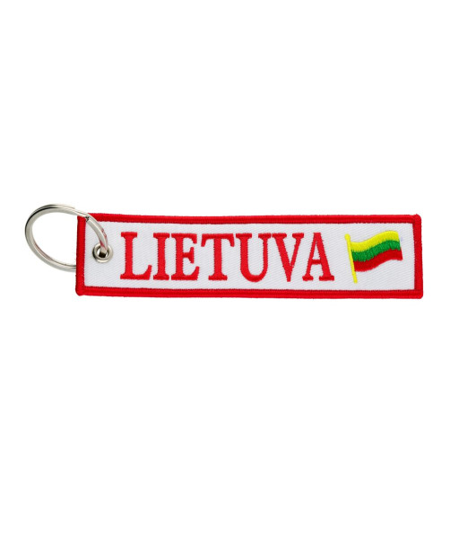 Tekstilinis raktų pakabukas Lietuva baltame fone